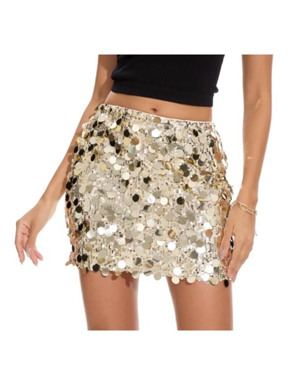 Sequin Mini Skirt Stretchy Bodycon Glitter Party Night Out